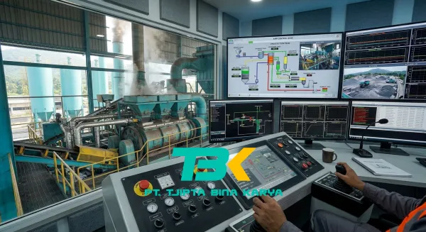Pencampuran AC-BC di unit AMP untuk suplai proyek jalan kawasan industri Karawang.